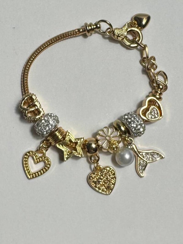 Elegant Gold and Silver Charm Bracelet