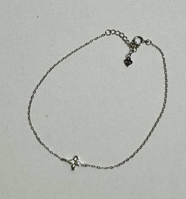 Elegant Sterling Silver Chain Anklet with Flower Charm