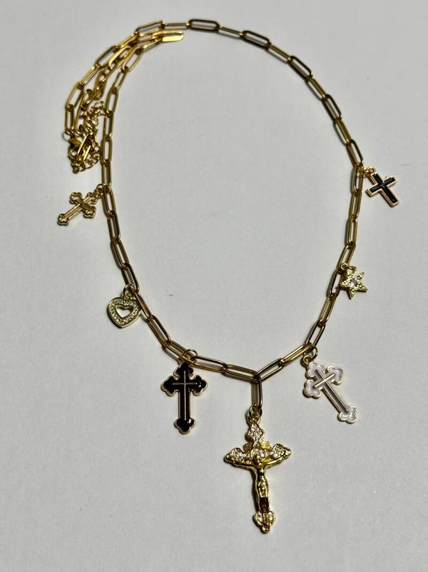 Gold Cross Charm Necklace