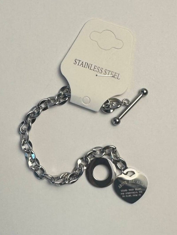 Stainless Steel Heart Charm Bracelet