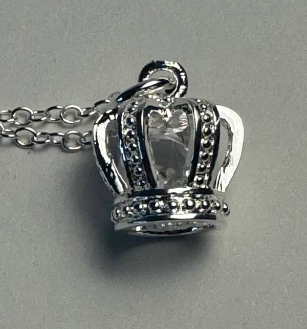 Sterling Silver Crown Pendant Necklace