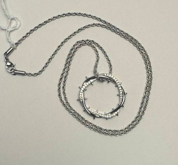 Elegant Silver Necklace with 1 Carat Circular Moissanite  Pendant