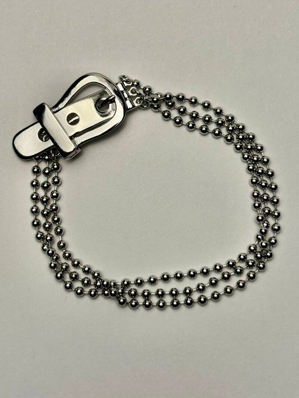Sterling Silver Plated Chain Bracelet with Buckle Clasp