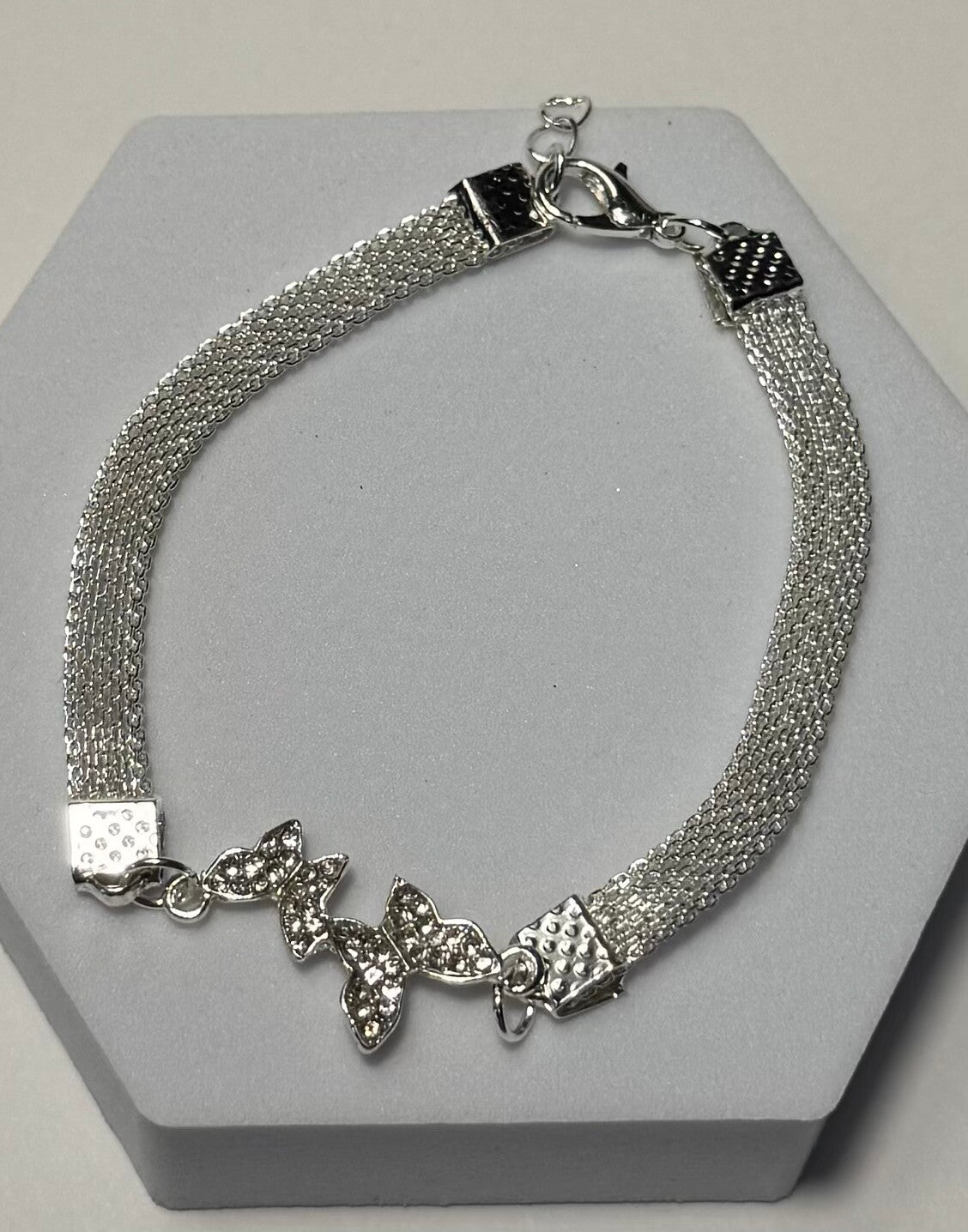 Elegant Sterling  Silver Plated Bow Anklet
