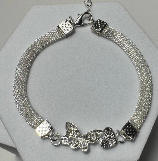 Elegant Sterling Silver Plated Butterfly Anklet