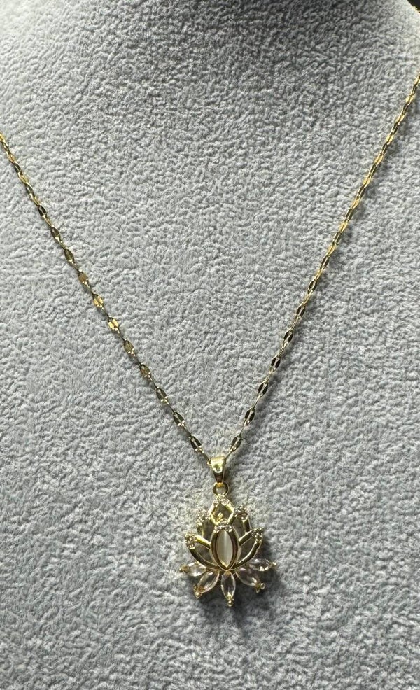 Elegant Lotus Pendant Necklace