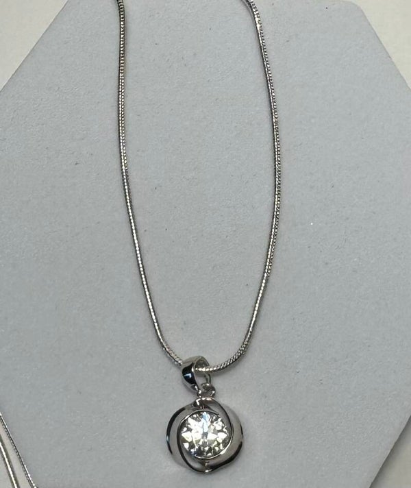 Elegant 16” Sterling  Silver 1 Carat Moissanite Diamond Pendant Necklace