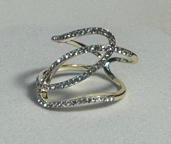 Gold Crystal Wave Statement Ring