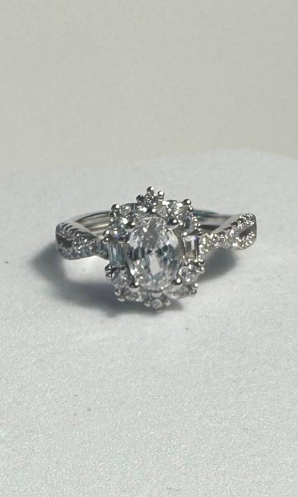 One Carat Oval Moissanite Engagement Ring