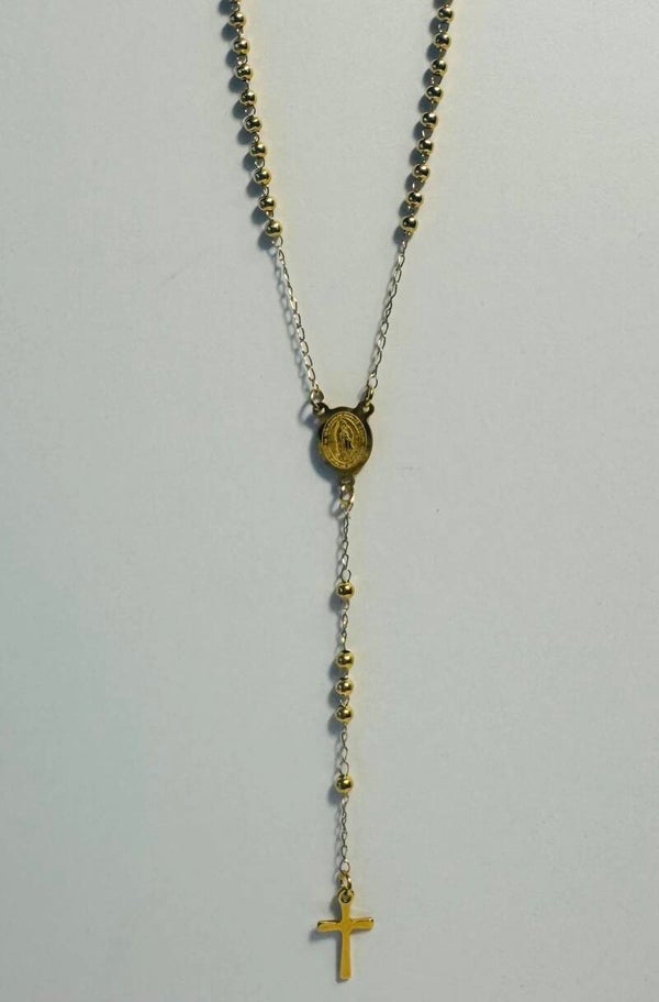 Gold Stainless Steel  Rosary Y-Necklace