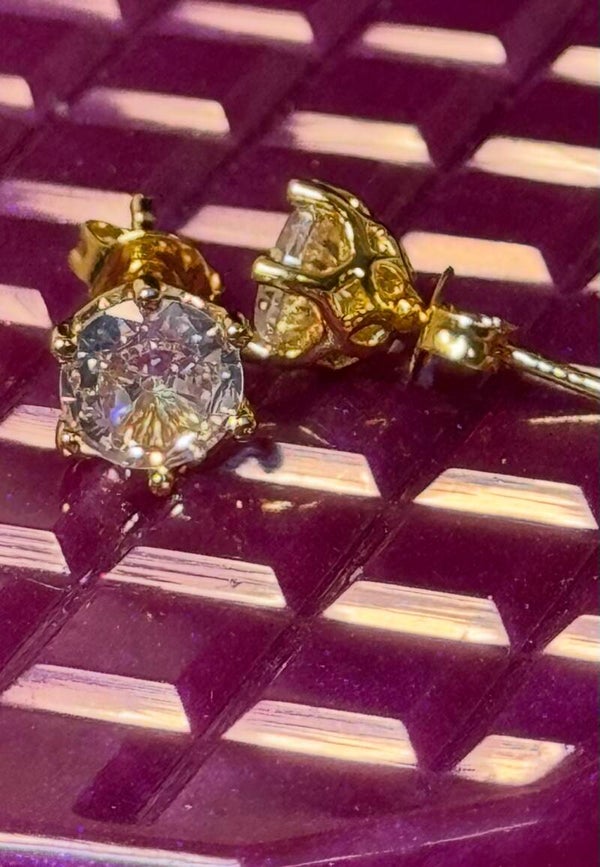 Elegant Gold and Moissanite Diamond 1 Carat Stud Earrings