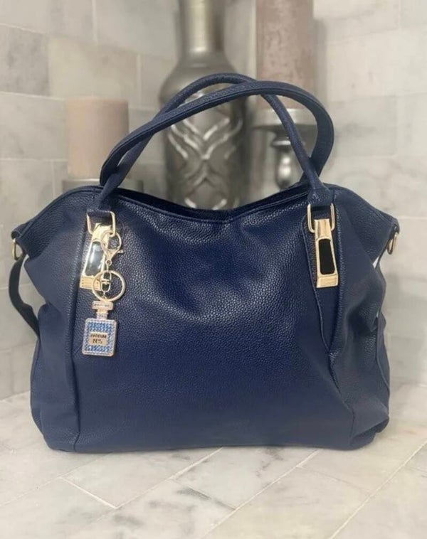 Elegant Navy Blue Leather Handbag