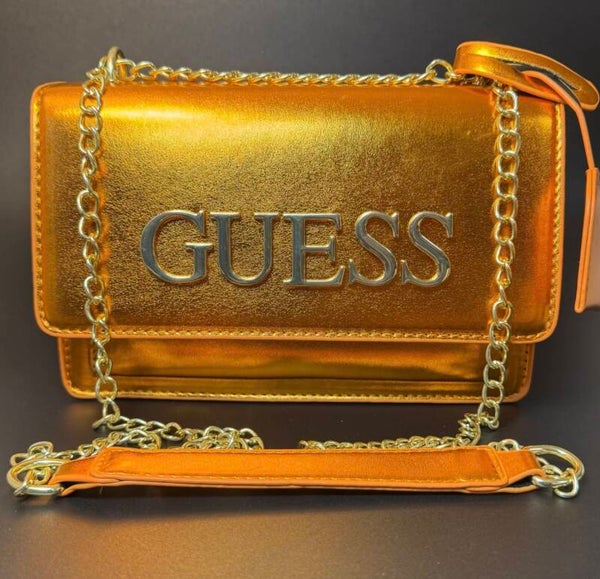 GUESS Metallic Orange Chain Crossbody Bag