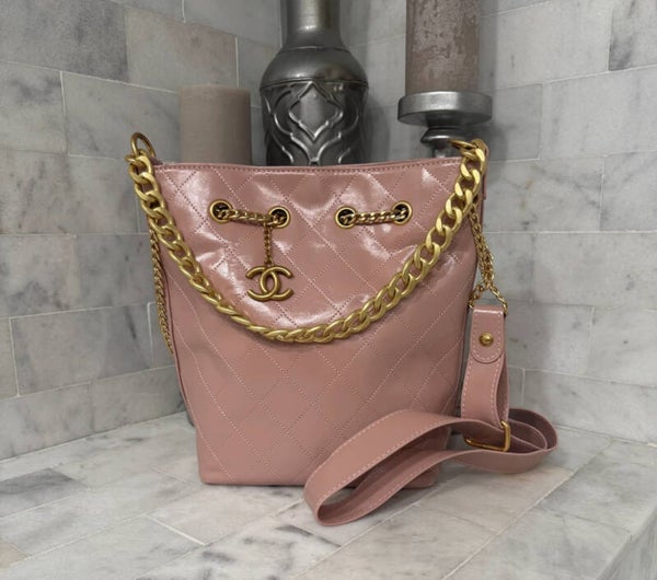 Chanel Pink Quilted Shoulder Bag with Gold Chain