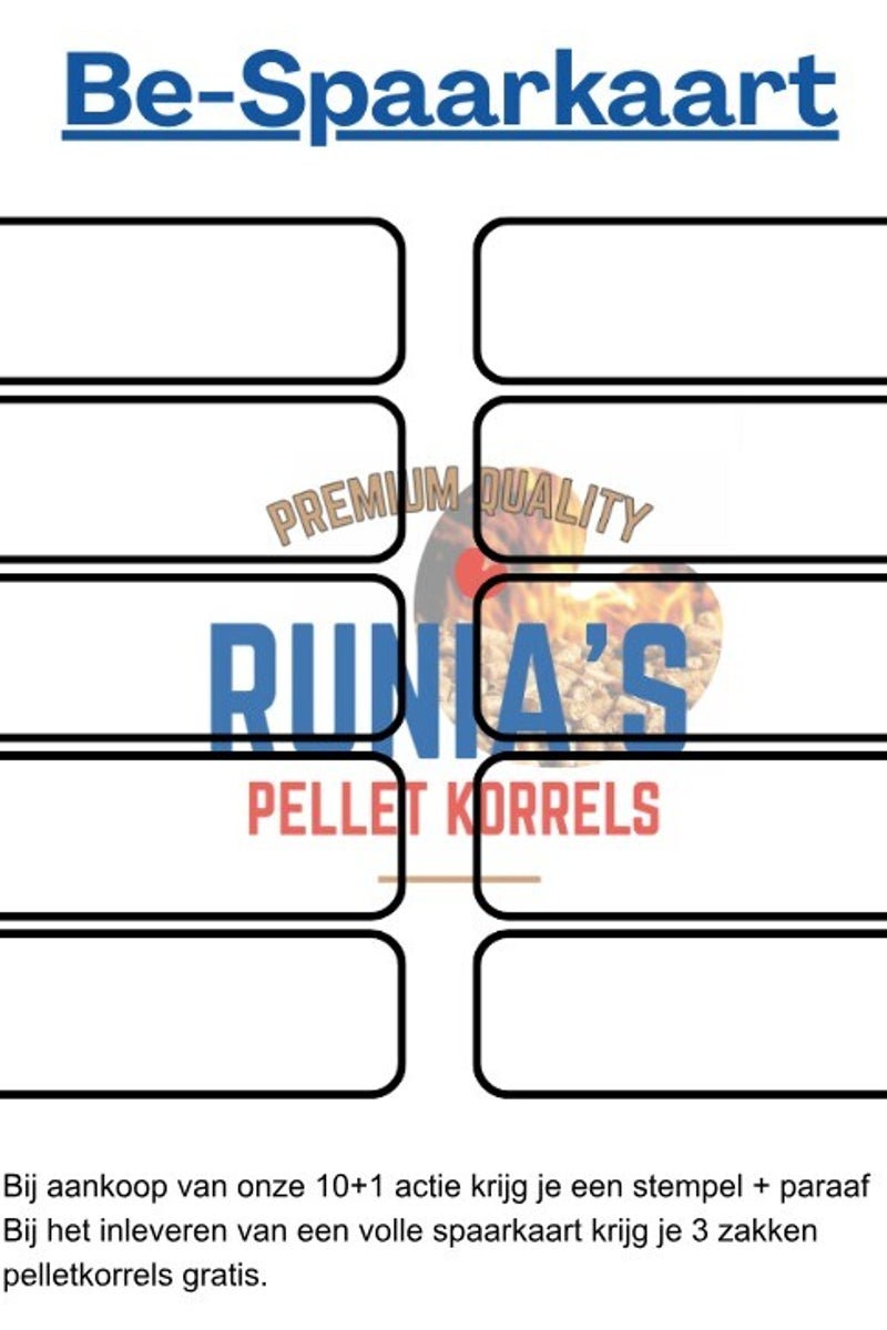 Runia's be-spaarkaart - sparen voor voordelige pellets en pelletkorrels