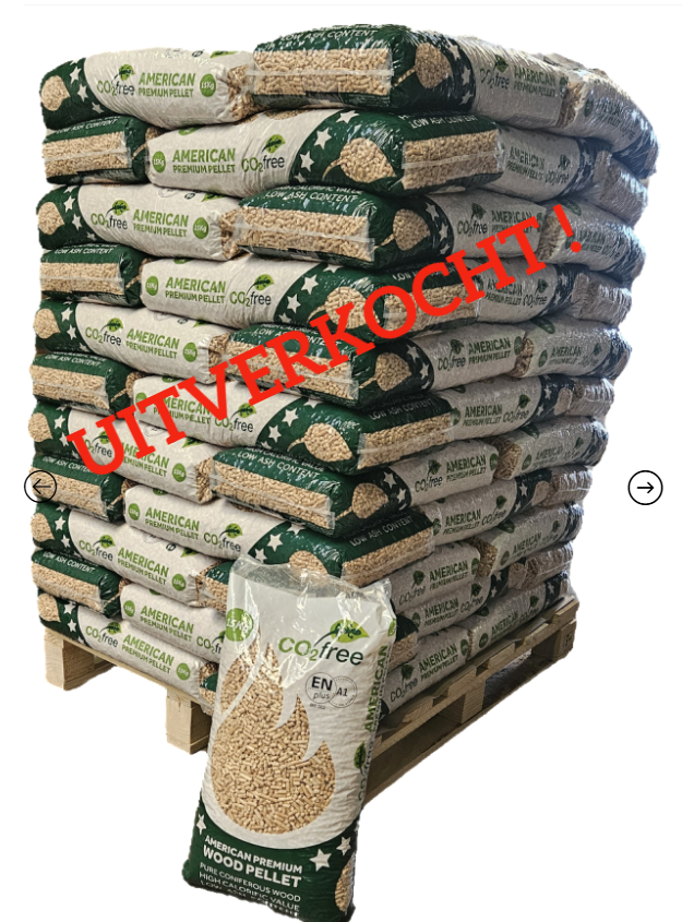 PELLETKORRELS  AMERICAN PELLET 100% NAALDHOUT - 65 X 15 KG. (975 KG.) ENplus A1 BR 002  Bezorgen  Frl.