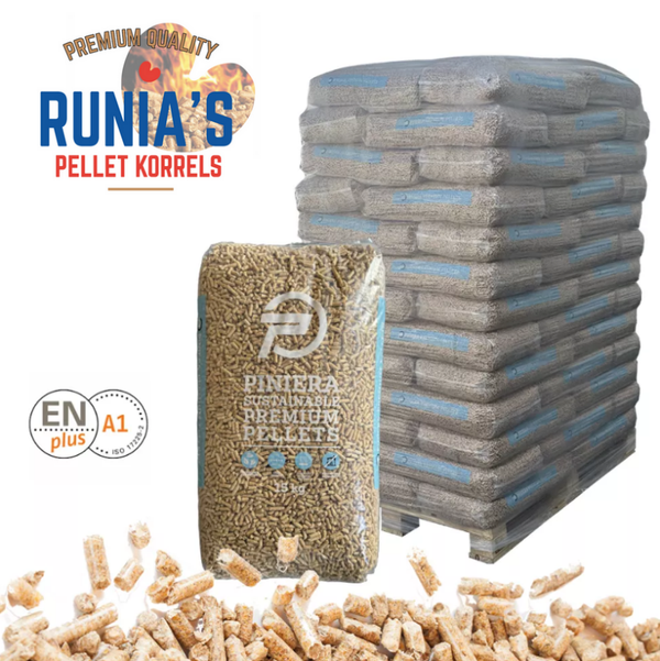 Piniera Premium ENplus A1 100% Naaldhout pelletkorrels  ENPLUS A1 EN DINPLUS  65 X 15 KG. bezorgen Frl.