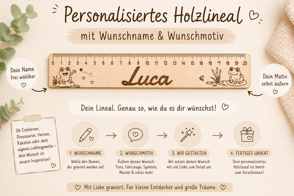 Wunsch Lineal mit Name und Motiv