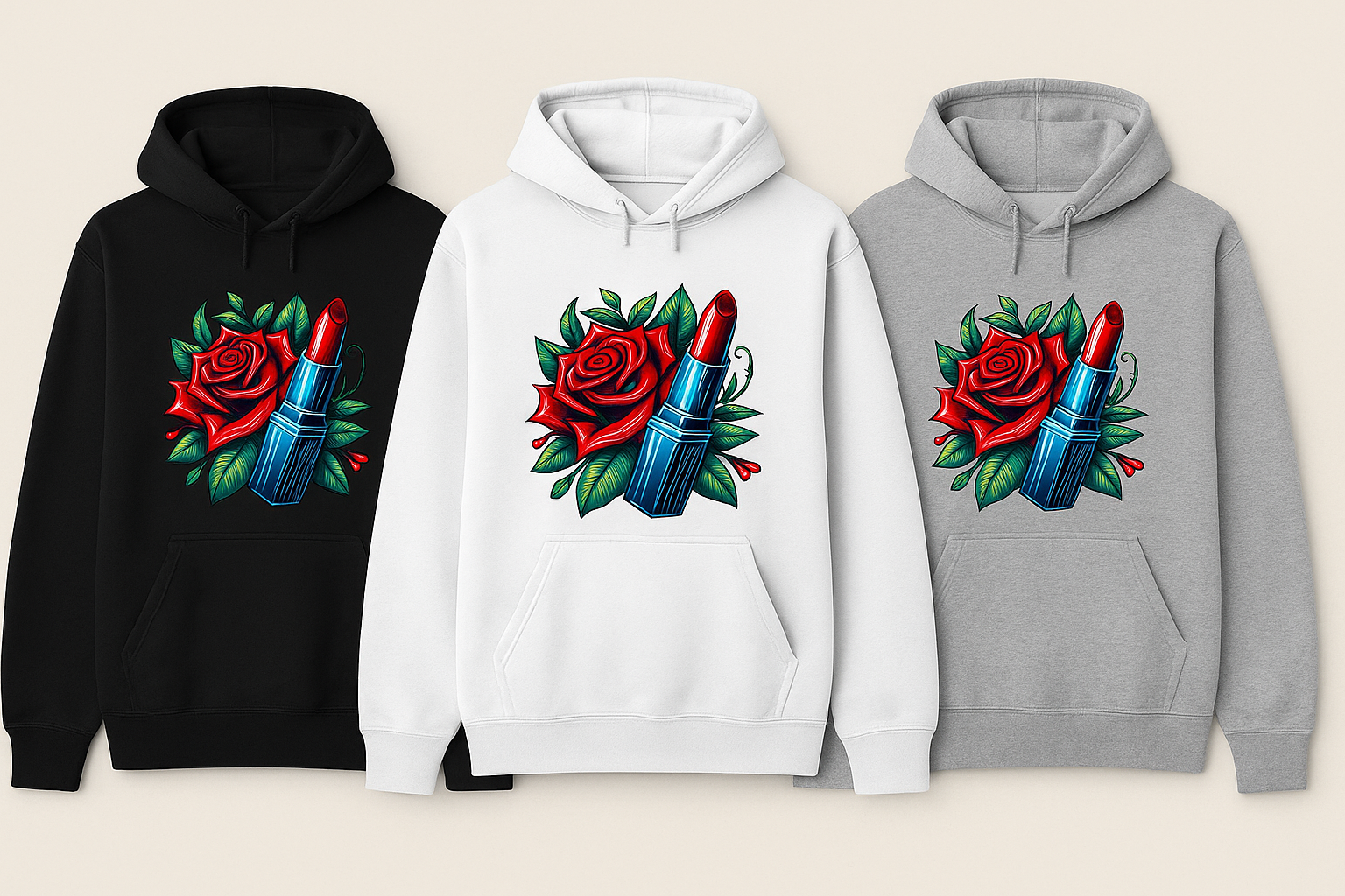 Hoodie -"Rosa mit Lippenstift"
