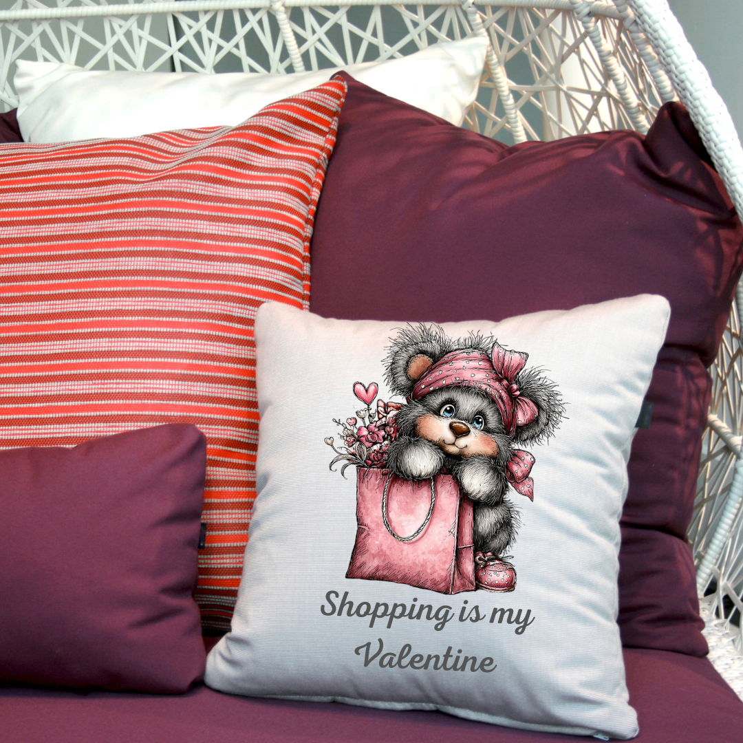 Kopfkissen Valentinstag "Shopping is my Valentine"