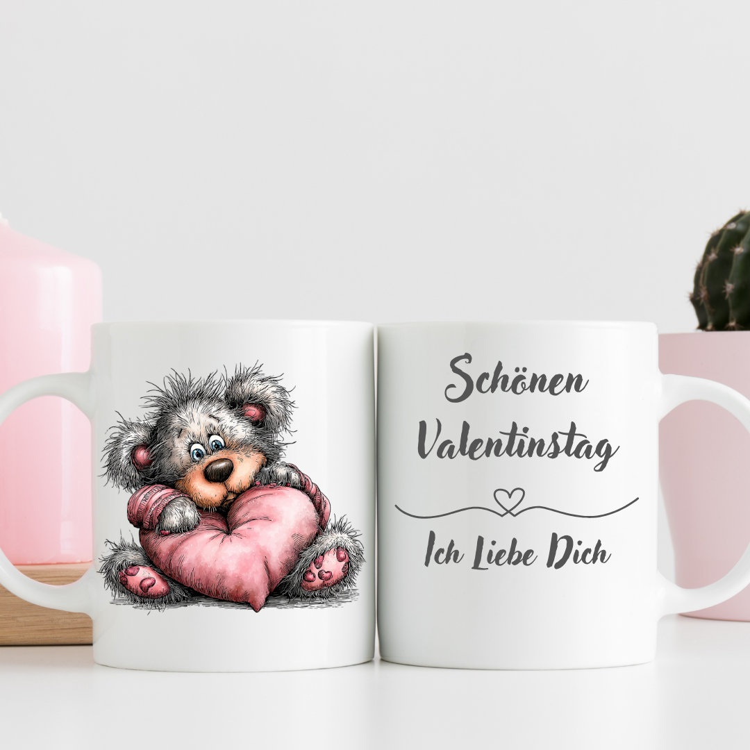 Valentinstag Tasse mit Bär Motiv "Schönen Valentinstag"