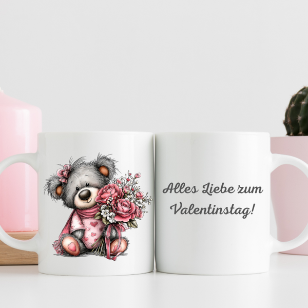 Valentinstag Tasse mit Bär Motiv "Alles gute zum Valentinstag"