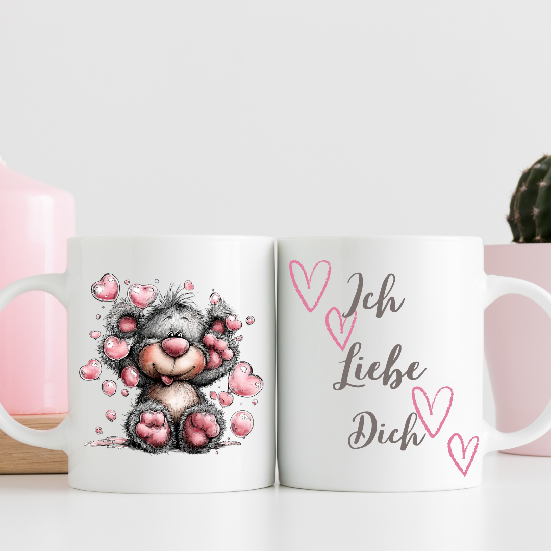 Valentinstag Tasse mit Bär Motiv "Ich Liebe Dich"