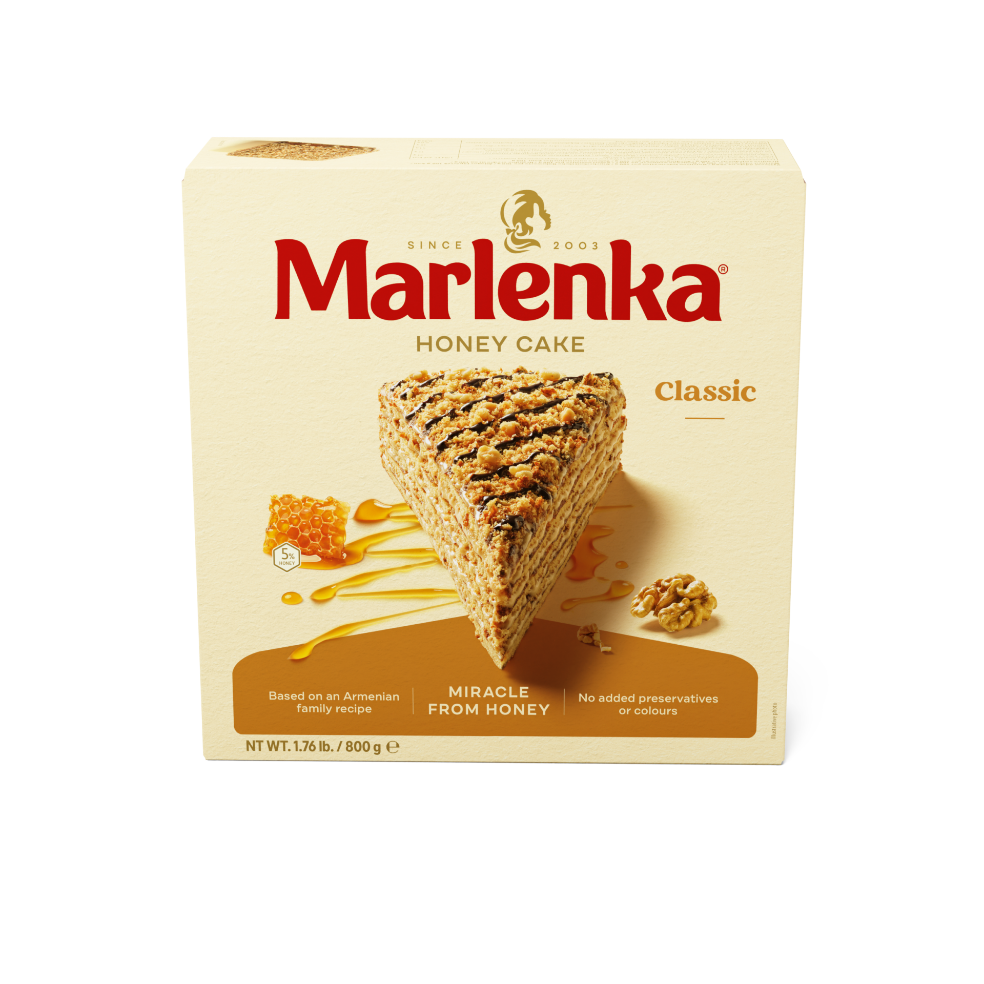 MARLENKA® Honingtaart classic  met walnoten (6 x 800 g)