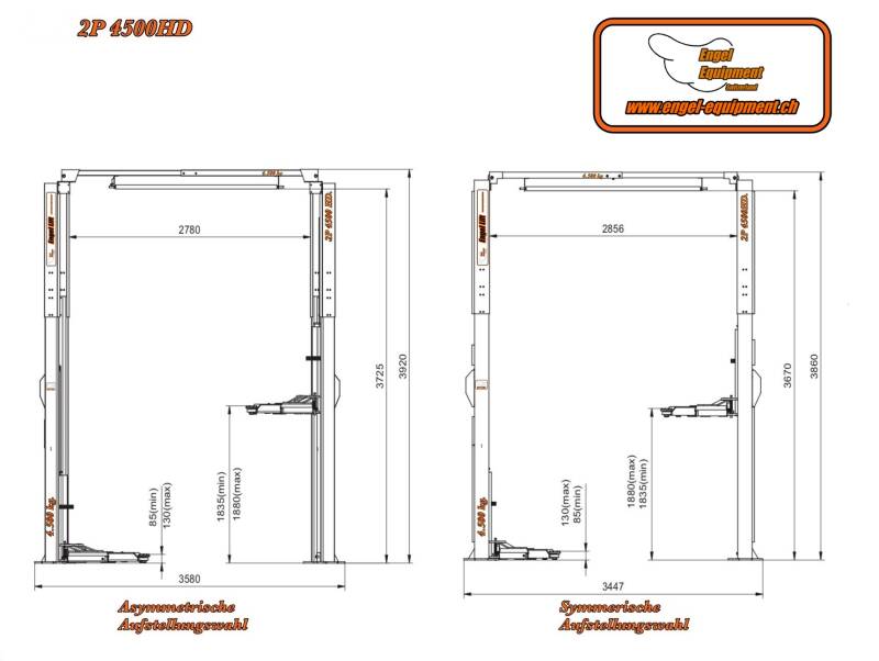 2P-4500HD ; PONT ÉLÉVATEUR À 2 COLONNES HEAVY DUTY -4.500KG.-Plan-1