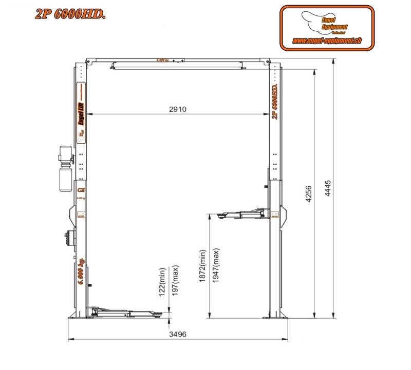 2P-6000HD ; PONT ÉLÉVATEUR HEAVY DUTY À 2 COLONNES    -6.000KG.-Plan-1
