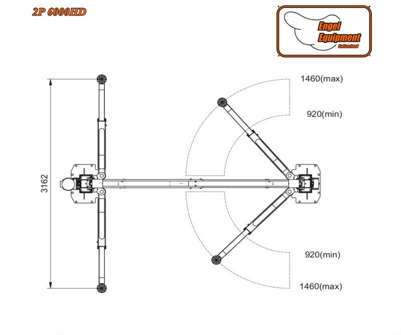 Engellift 2P-6000 HD ; Ponts élévateurs à deux colonnes, Ascenseurs 2 colonnes-Plan-2