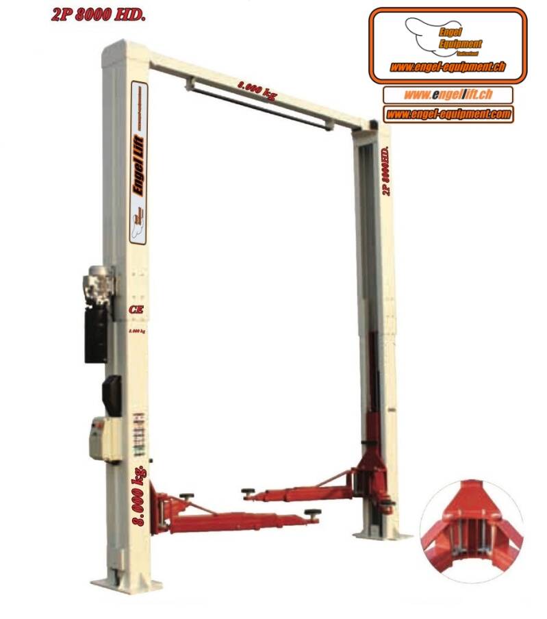 2P-8000HD ; PONT ÉLÉVATEUR À 2 COLONNES HEAVY DUTY -8.000KG.