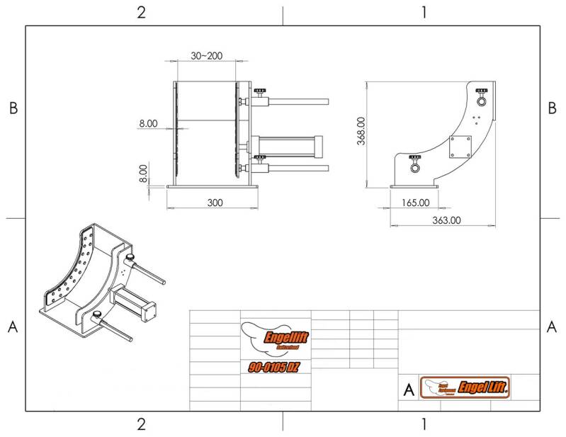 90-0105DZ : Pince de roue pneumatique, double cylindre-Plan