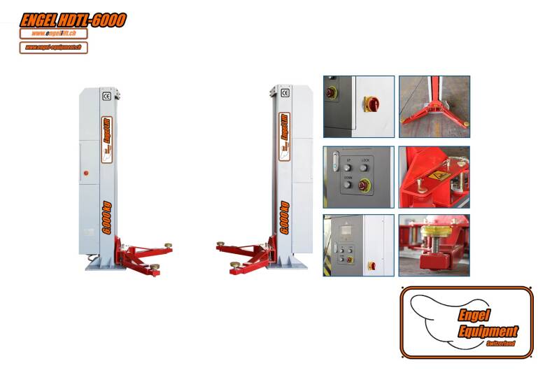ENGEL HDTL-6000 PREMIUM Plate-forme fixe à deux colonnes avec une capacité de charge de 6 tonnes convenant aux voitures particulières, aux camionnettes et aux véhicules utilitaires légers, ainsi qu'aux véhicules électriques -6.000kg.-2