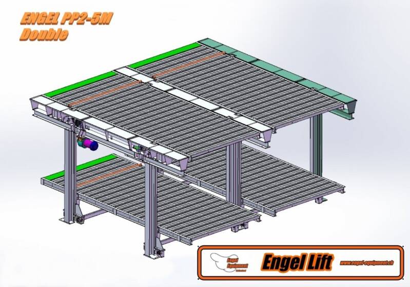 ENGEL-PP2-5M ; PLATE-FORME DOUBLE DE PARKING EN SOUS-SOL. (MÉCANIQUE) ASCENSEUR DE PARKING SOUTERRAIN QUADROPARKER. -MÉCANIQUE. Double complete