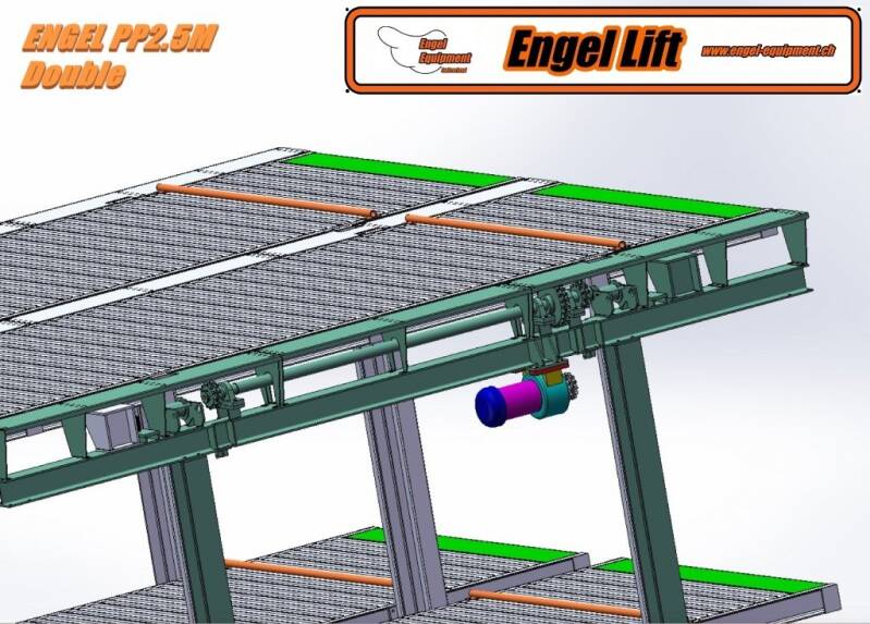 ENGEL-PP2-5M ; PLATE-FORME DOUBLE DE PARKING EN SOUS-SOL. (MÉCANIQUE) ASCENSEUR DE PARKING SOUTERRAIN QUADROPARKER. -MÉCANIQUE. Double Moteur