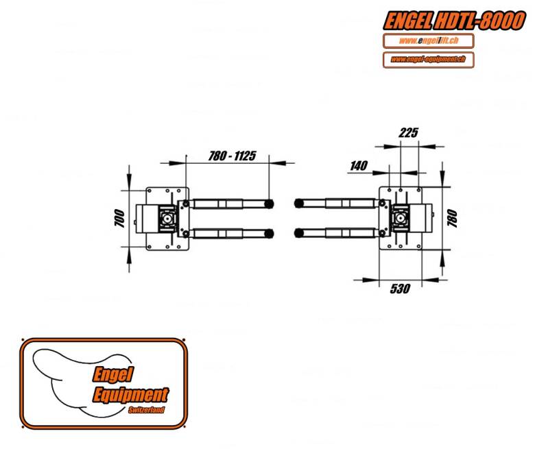 ENGEL HDTL-8000 PREMIUM Pont élévateur stationnaire à deux colonnes avec une capacité de charge de 8 tonnes pour voitures, camionnettes et véhicules utilitaires légers, ainsi que pour véhicules électriques.-Plan-2