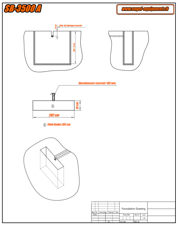 Engellift SB-3500 A Gruben Einbauplan