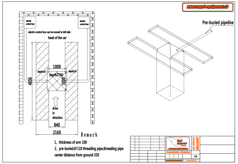 Engellift SB-3500 D2, Bodenplan Einbau.