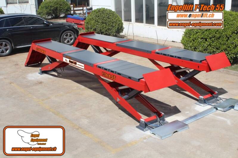Engellift Y-Tech 55 : Plate-forme élévatrice Y-Tech à simple ciseaux , plate-forme élévatrice semi-ciseaux (5.500kg. ) Système de traction libre avec géométrie de direction (mesure d'essieu) plate-forme. -5