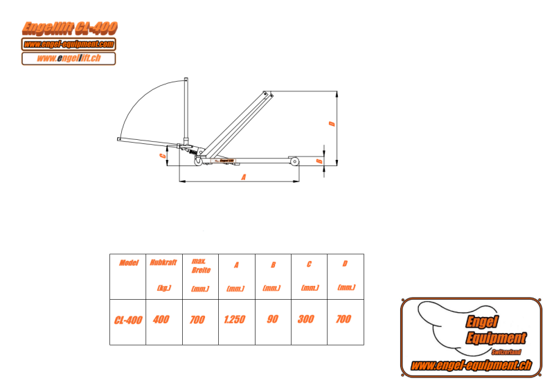 ENGELLIFT CL-400., CRIC MOBILE CUSTOM & CHOPPER, -400 KG., Plan