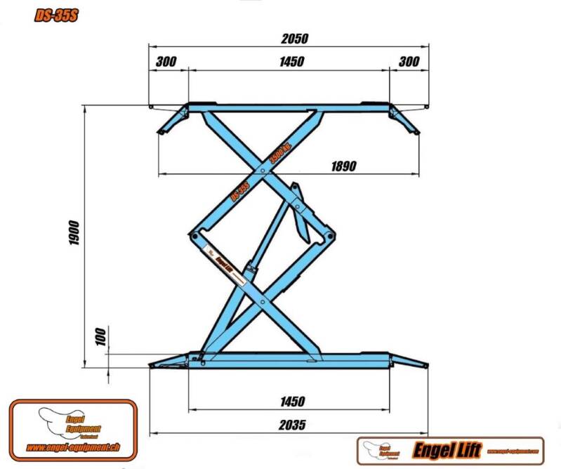 Engellift DS-35S : Pont élévateur à double ciseaux à profil bas, modèle de construction.-Plan-1