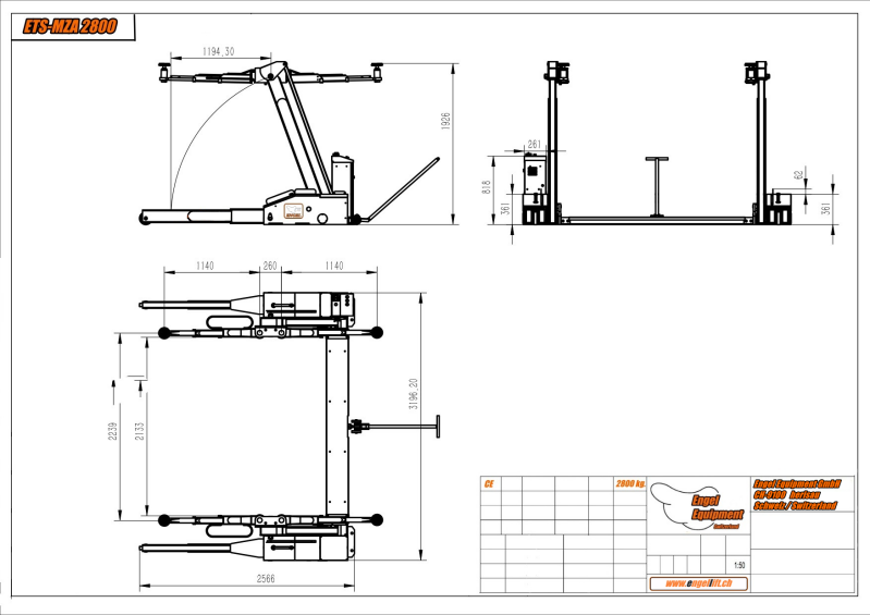 ETS-MZA 2800 ÉLÉVATEUR MOBILE À BRAS DE LEVAGE  -2.800KG., Plan-1