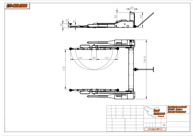 ETS-MZA 2800 ÉLÉVATEUR MOBILE À BRAS DE LEVAGE  -2.800KG.. Plan-2
