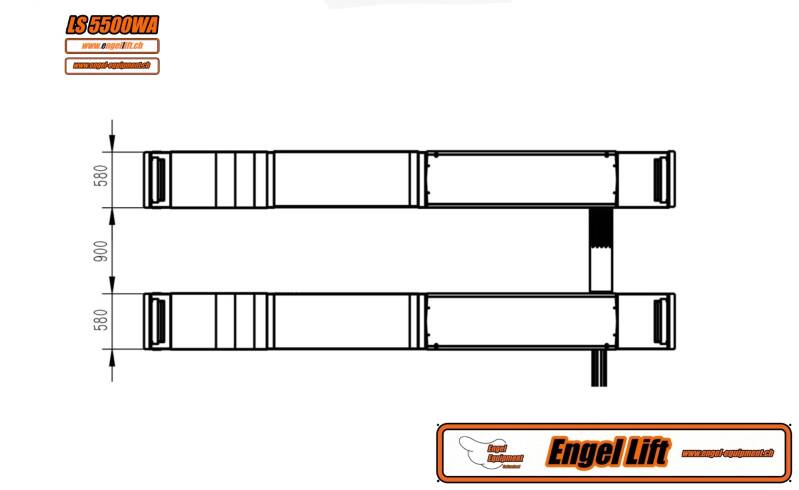 Engellift LS-5500WA : Pont élévateur à ciseaux à voie longue avec plateforme de géométrie de direction (mesure de l'essieu).-Plan-2