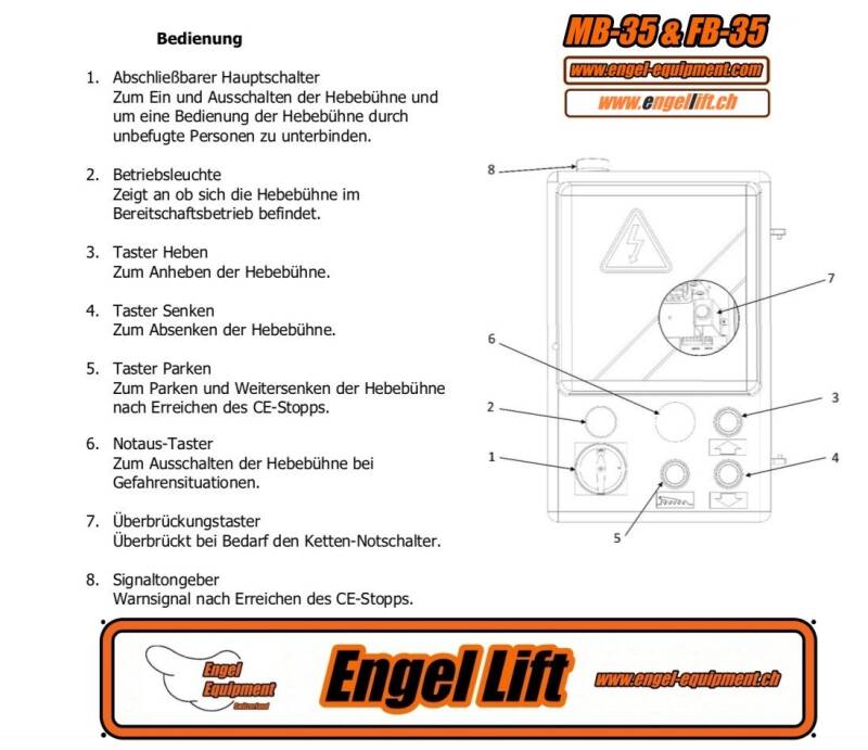 Engellift FB-35 + MB-35 Bedienung anleitung
