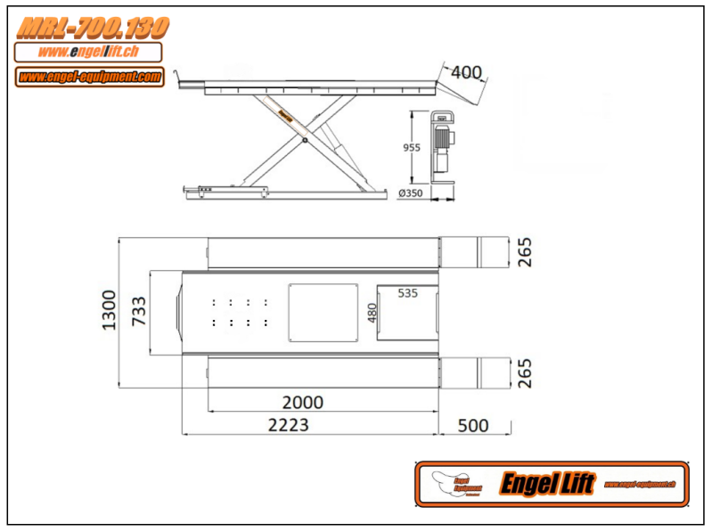 ENGELLIFT MRL-700.130 ; ÉLÉVATEUR DE TRIKE, QUADLIFT, SIDE-BY-SIDE, ÉLÉVATEUR D'ENGINS À MOTEUR, ÉLÉVATEUR DE TRACTEURS À GAZON., Plan