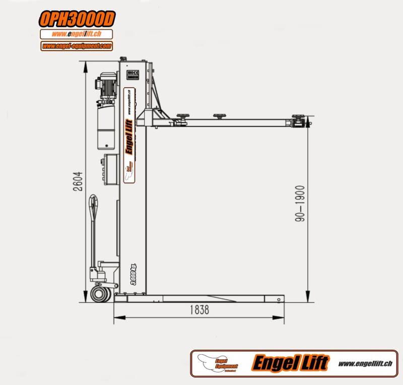 OPH-3000 ÉLÉVATEUR MOBILE À 1 COLONNE -3000KG., Plan-2