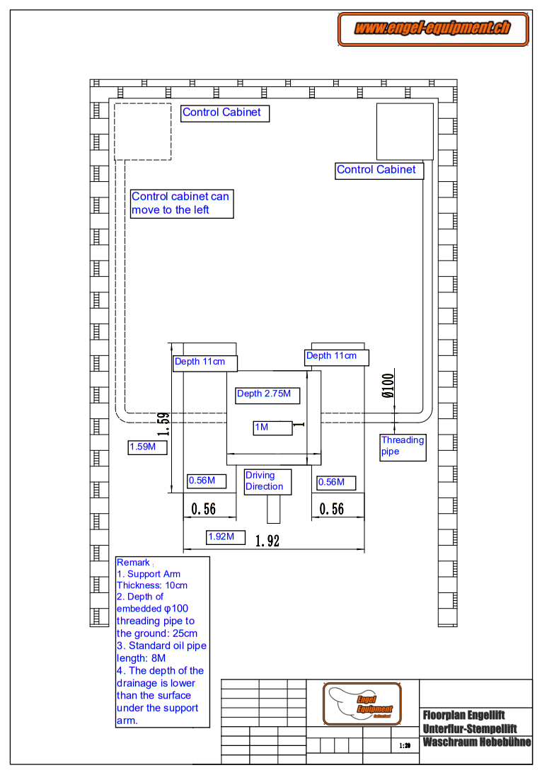 Engellift SB-3500 D ; Ponts élévateurs PREMIUM à 1 vérin pour lavage de voiture :-Plan fonds
