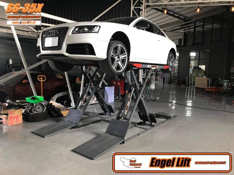 Engellift SS-35X : Pont élévateur à ciseaux, type X-Tech avec double plate-forme extensible, montage au sol